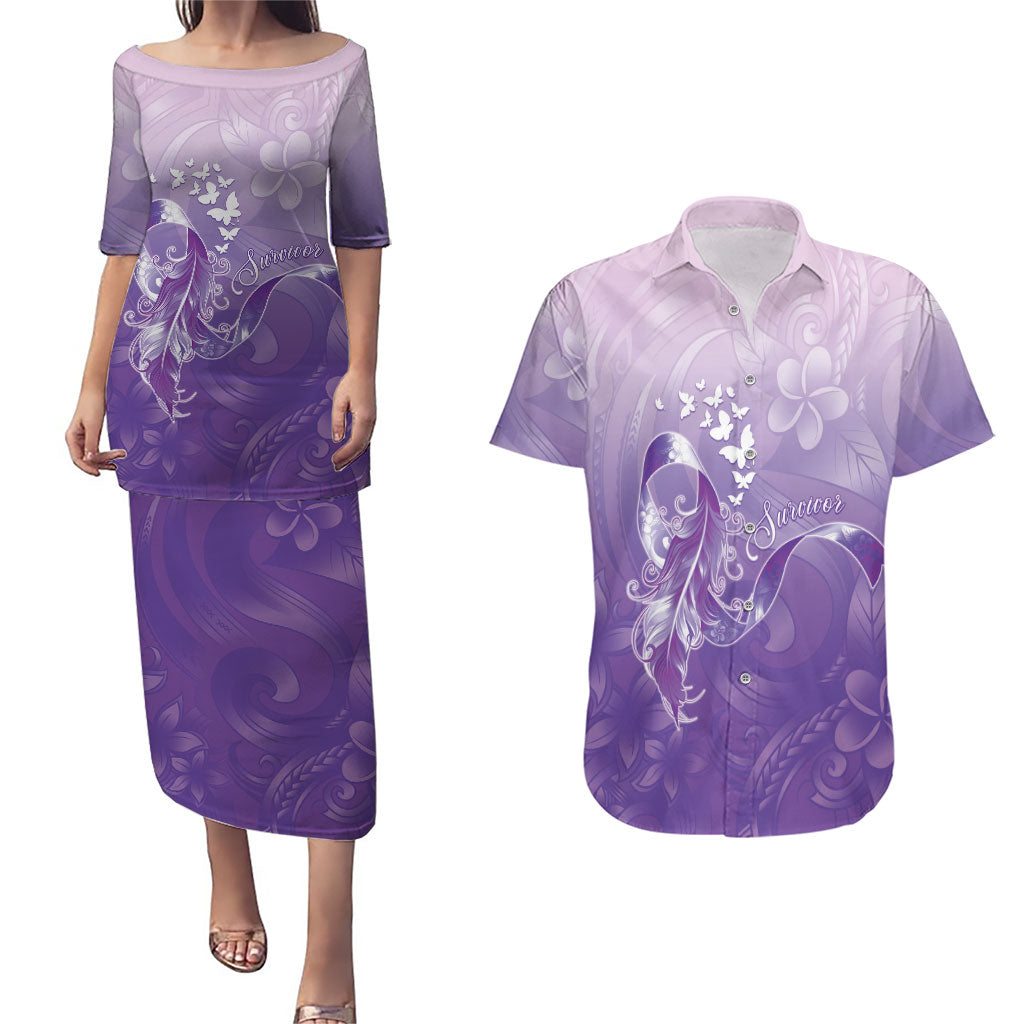 Lupus Awareness Month Couples Matching Puletasi and Hawaiian Shirt Polynesian Style LT05 Lilac - Polynesian Pride