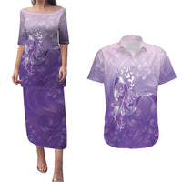 Lupus Awareness Month Couples Matching Puletasi and Hawaiian Shirt Polynesian Style LT05 Lilac - Polynesian Pride