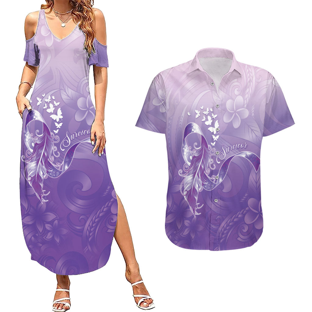 Lupus Awareness Month Couples Matching Summer Maxi Dress and Hawaiian Shirt Polynesian Style
