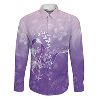 Lupus Awareness Month Family Matching Mermaid Dress and Hawaiian Shirt Polynesian Style LT05 Dad's Shirt - Long Sleeve Lilac - Polynesian Pride