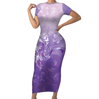 Lupus Awareness Month Family Matching Short Sleeve Bodycon Dress and Hawaiian Shirt Polynesian Style LT05 Mom's Dress Lilac - Polynesian Pride