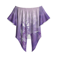 Lupus Awareness Month Off Shoulder Wrap Waist Top Polynesian Style LT05 Lilac - Polynesian Pride