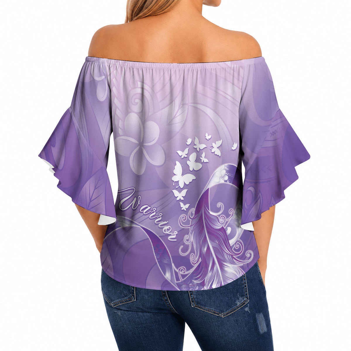 Lupus Awareness Month Off Shoulder Wrap Waist Top Polynesian Style LT05 - Polynesian Pride