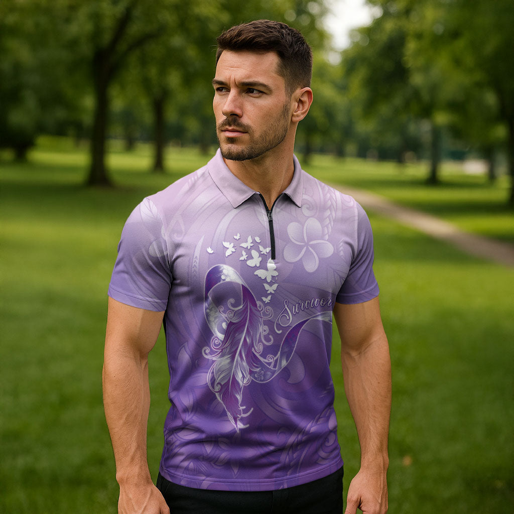 Lupus Awareness Month Zipper Polo Shirt Polynesian Style