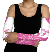 Personalised New Zealand Nurse Arm Sleeves Maori Koru Pink Version