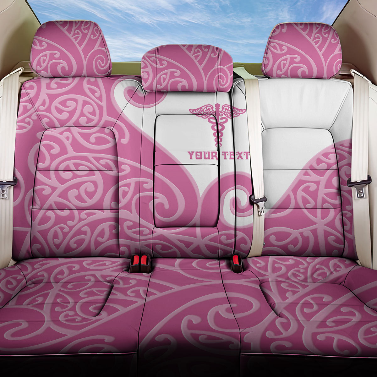 Personalised New Zealand Nurse Back Car Seat Cover Maori Koru Pink Version LT05 One Size Pink - Polynesian Pride