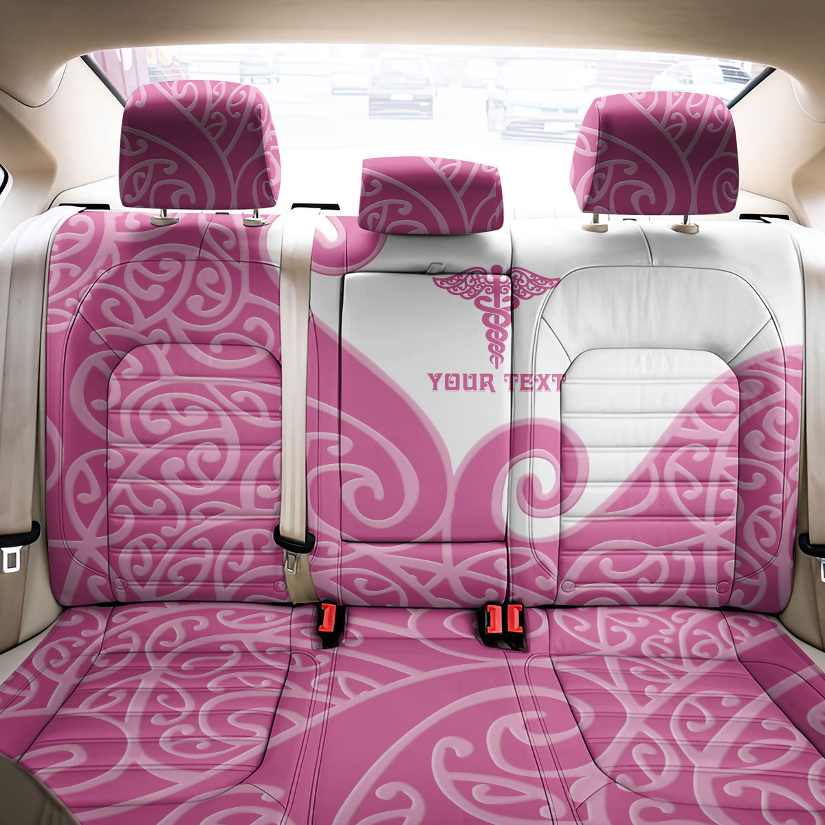 Personalised New Zealand Nurse Back Car Seat Cover Maori Koru Pink Version LT05 - Polynesian Pride