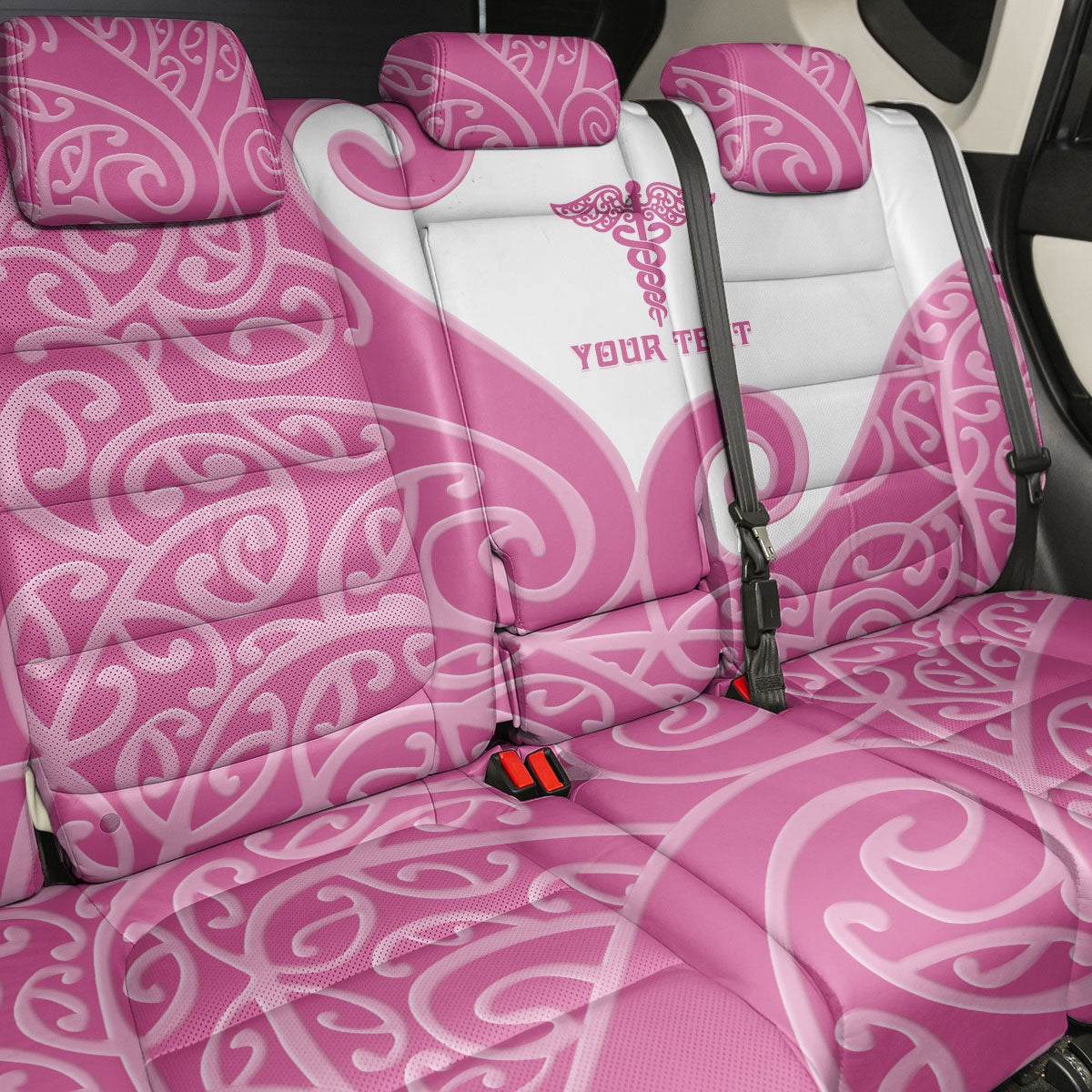 Personalised New Zealand Nurse Back Car Seat Cover Maori Koru Pink Version LT05 - Polynesian Pride