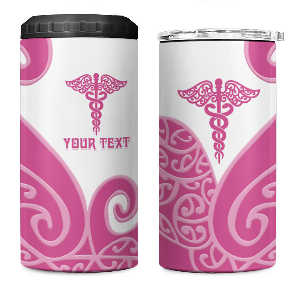 Personalised New Zealand Nurse 4 in 1 Can Cooler Tumbler Maori Koru Pink Version LT05 One Size: 16 oz Pink - Polynesian Pride