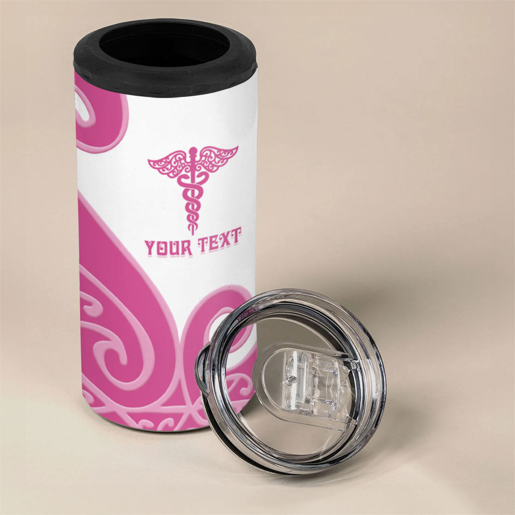 Personalised New Zealand Nurse 4 in 1 Can Cooler Tumbler Maori Koru Pink Version LT05 - Polynesian Pride