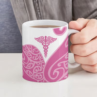 Personalised New Zealand Nurse Ceramic Mug Maori Koru Pink Version