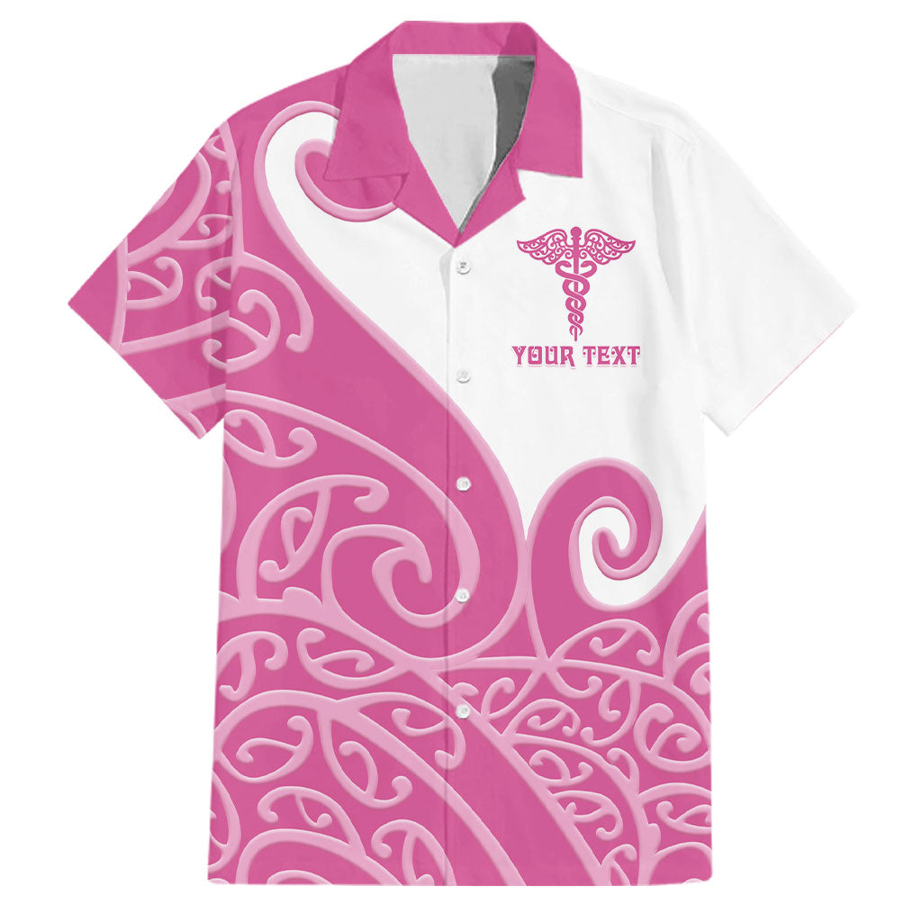 Personalised New Zealand Nurse Family Matching Tank Maxi Dress and Hawaiian Shirt Maori Koru Pink Version LT05 Dad's Shirt - Short Sleeve Pink - Polynesian Pride