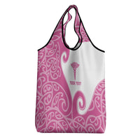 Personalised New Zealand Nurse Grocery Bag Maori Koru Pink Version
