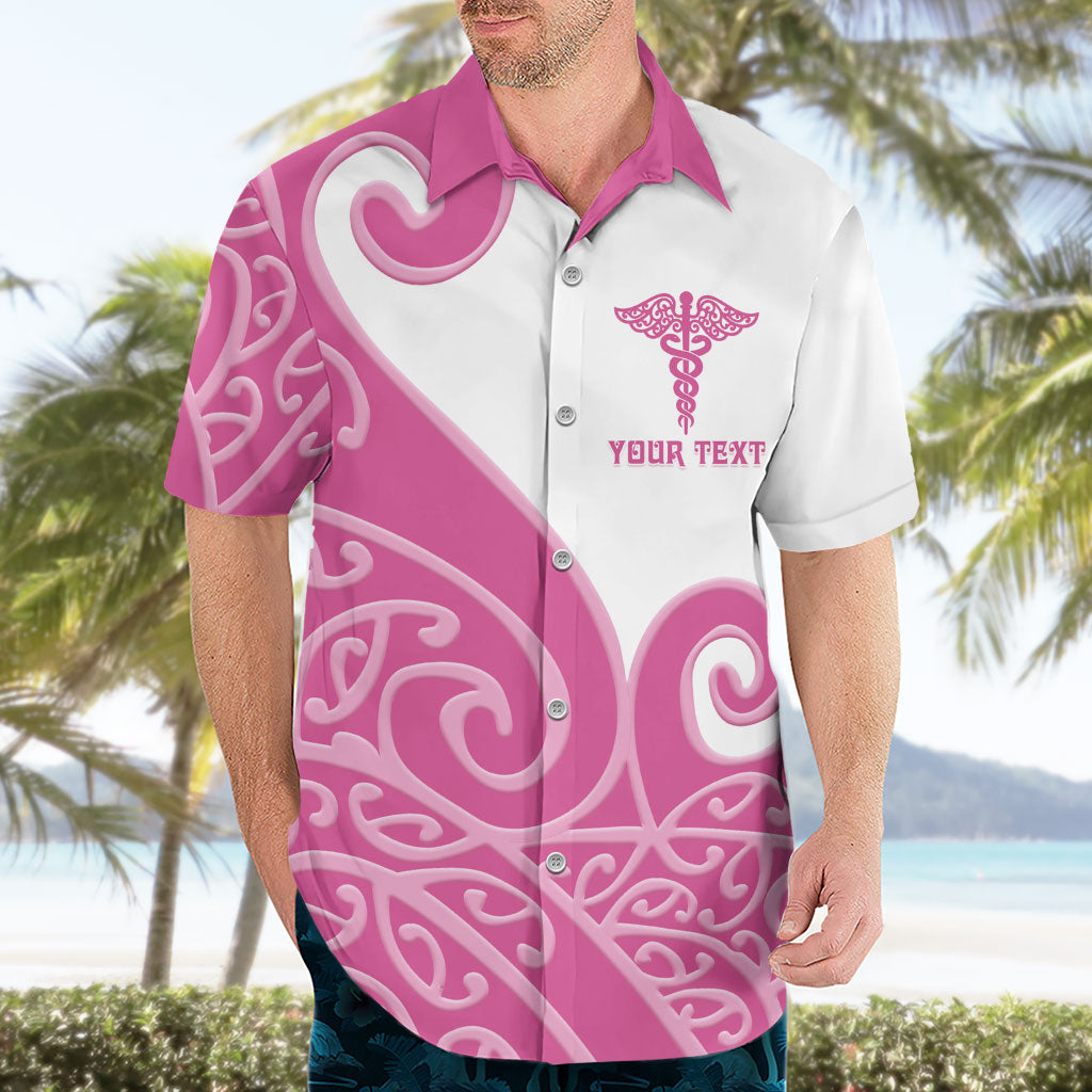 Personalised New Zealand Nurse Hawaiian Shirt Maori Koru Pink Version