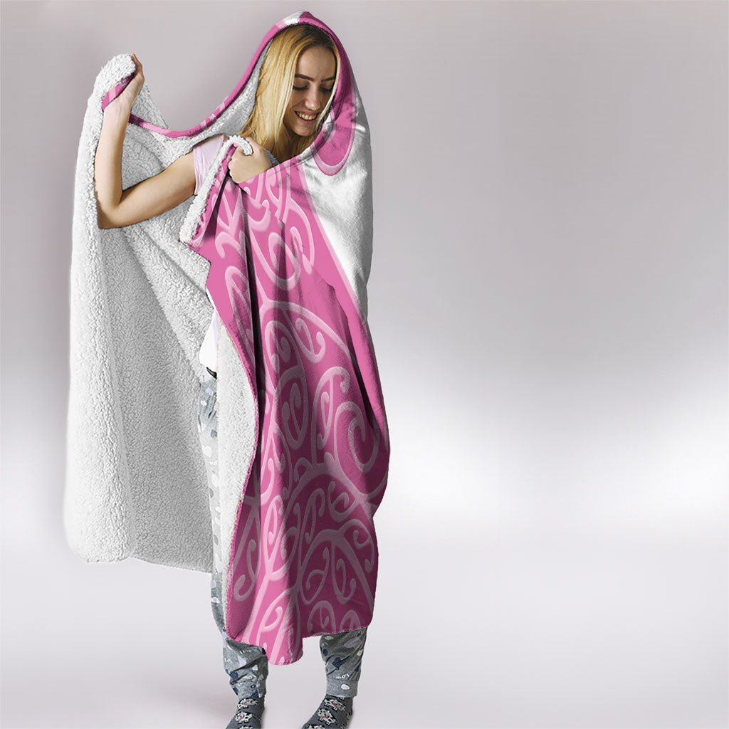 Personalised New Zealand Nurse Hooded Blanket Maori Koru Pink Version