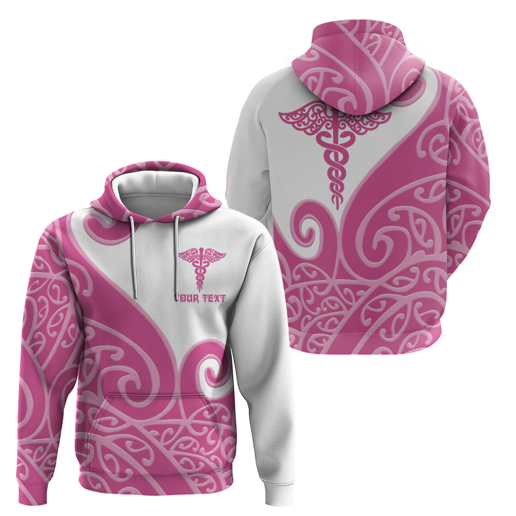 Personalised New Zealand Nurse Hoodie Maori Koru Pink Version