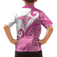 Personalised New Zealand Nurse Kid Hawaiian Shirt Maori Koru Pink Version
