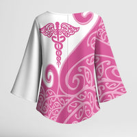 Personalised New Zealand Nurse Kimono Sleeve Blouse Maori Koru Pink Version LT05 - Polynesian Pride