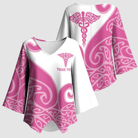 Personalised New Zealand Nurse Kimono Sleeve Blouse Maori Koru Pink Version LT05 - Polynesian Pride