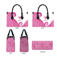 Personalised New Zealand Nurse Leather Bag Maori Koru Pink Version