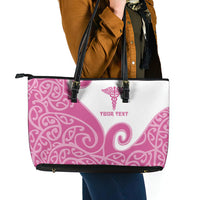 Personalised New Zealand Nurse Leather Tote Bag Maori Koru Pink Version LT05 - Polynesian Pride