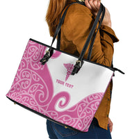 Personalised New Zealand Nurse Leather Tote Bag Maori Koru Pink Version LT05 - Polynesian Pride