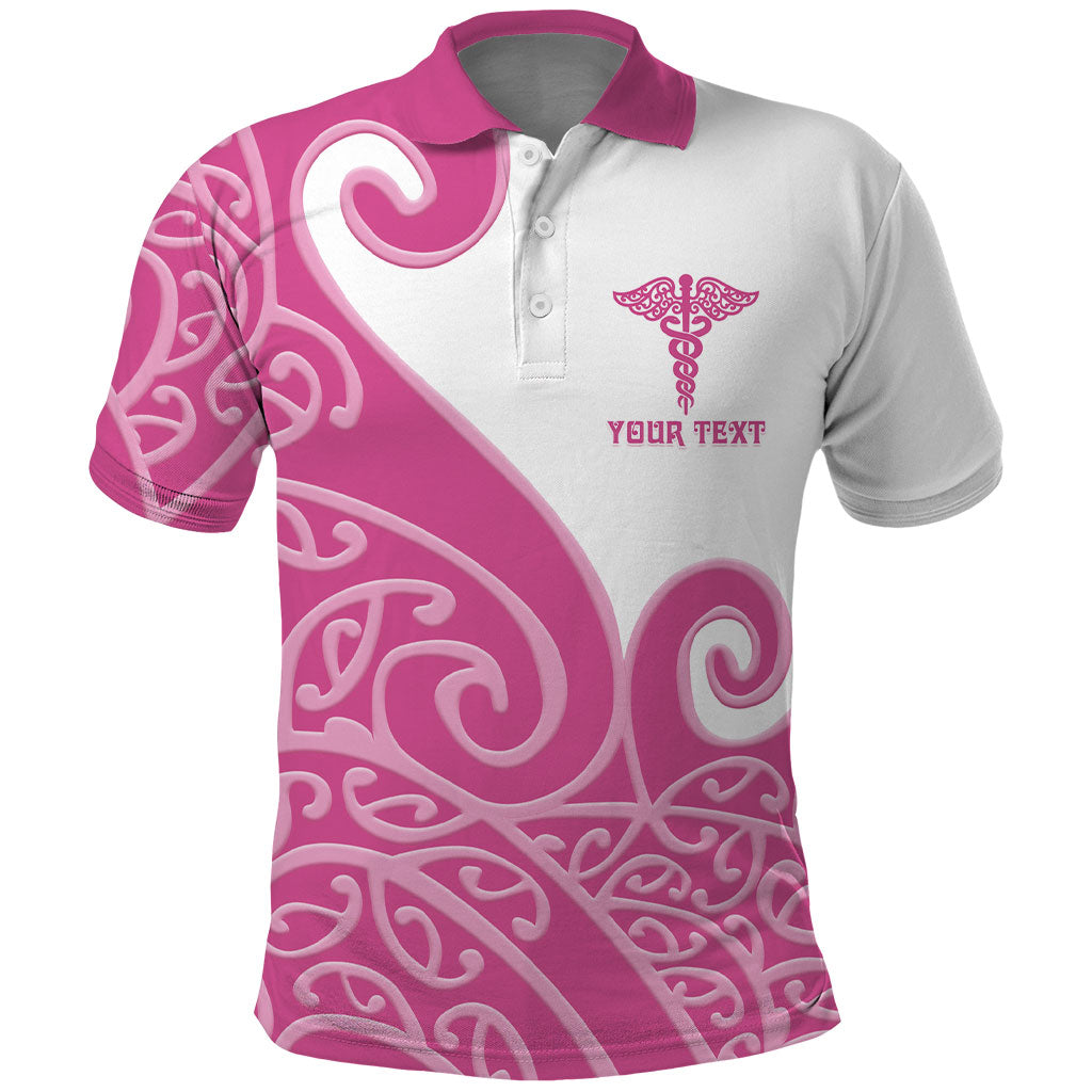 Personalised New Zealand Nurse Polo Shirt Maori Koru Pink Version LT05 Pink - Polynesian Pride