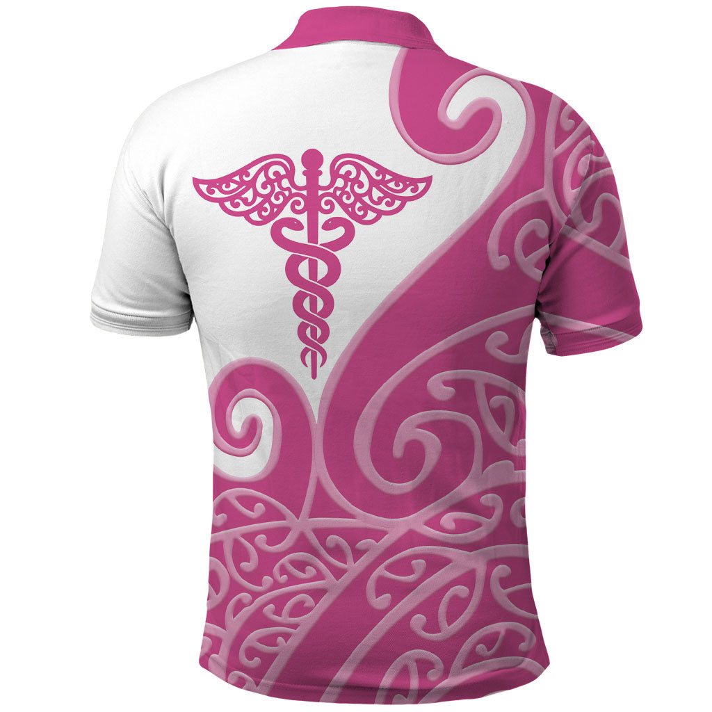 Personalised New Zealand Nurse Polo Shirt Maori Koru Pink Version LT05 - Polynesian Pride