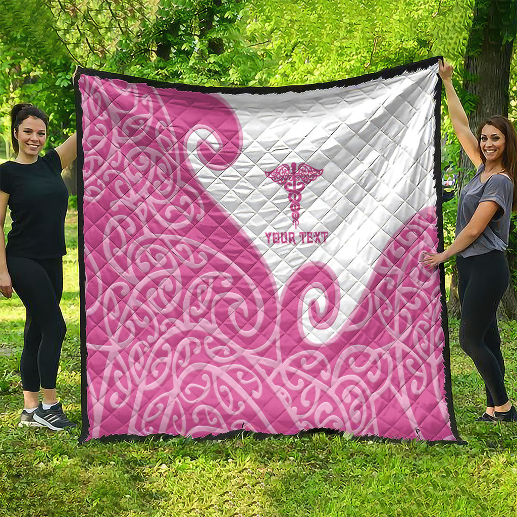 Personalised New Zealand Nurse Quilt Maori Koru Pink Version