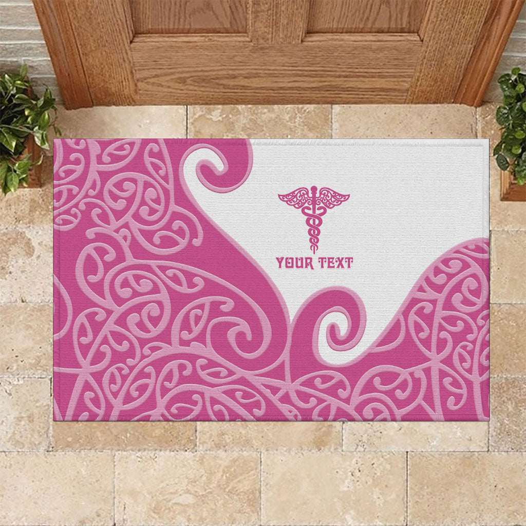 Personalised New Zealand Nurse Rubber Doormat Maori Koru Pink Version LT05 Pink - Polynesian Pride