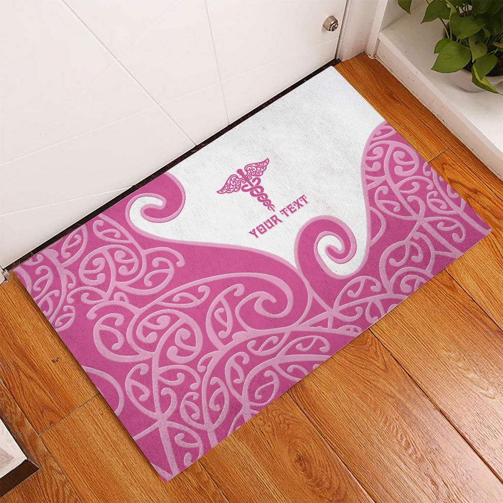 Personalised New Zealand Nurse Rubber Doormat Maori Koru Pink Version LT05 - Polynesian Pride