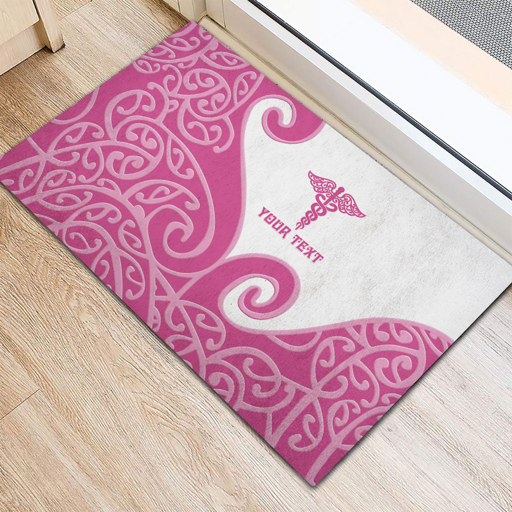 Personalised New Zealand Nurse Rubber Doormat Maori Koru Pink Version LT05 - Polynesian Pride