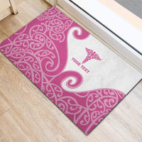 Personalised New Zealand Nurse Rubber Doormat Maori Koru Pink Version LT05 - Polynesian Pride