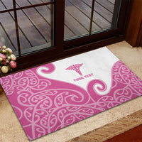 Personalised New Zealand Nurse Rubber Doormat Maori Koru Pink Version LT05 - Polynesian Pride