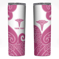 Personalised New Zealand Nurse Skinny Tumbler Maori Koru Pink Version LT05 Pink - Polynesian Pride