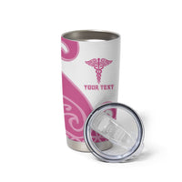 Personalised New Zealand Nurse Tumbler Cup Maori Koru Pink Version