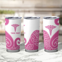 Personalised New Zealand Nurse Tumbler Cup Maori Koru Pink Version