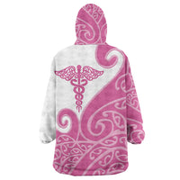 Personalised New Zealand Nurse Wearable Blanket Hoodie Maori Koru Pink Version LT05 - Polynesian Pride