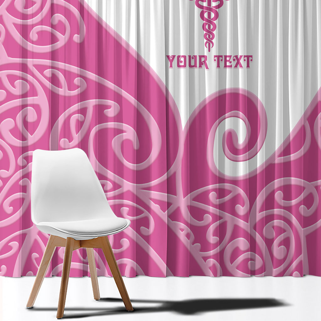 Personalised New Zealand Nurse Window Curtain Maori Koru Pink Version