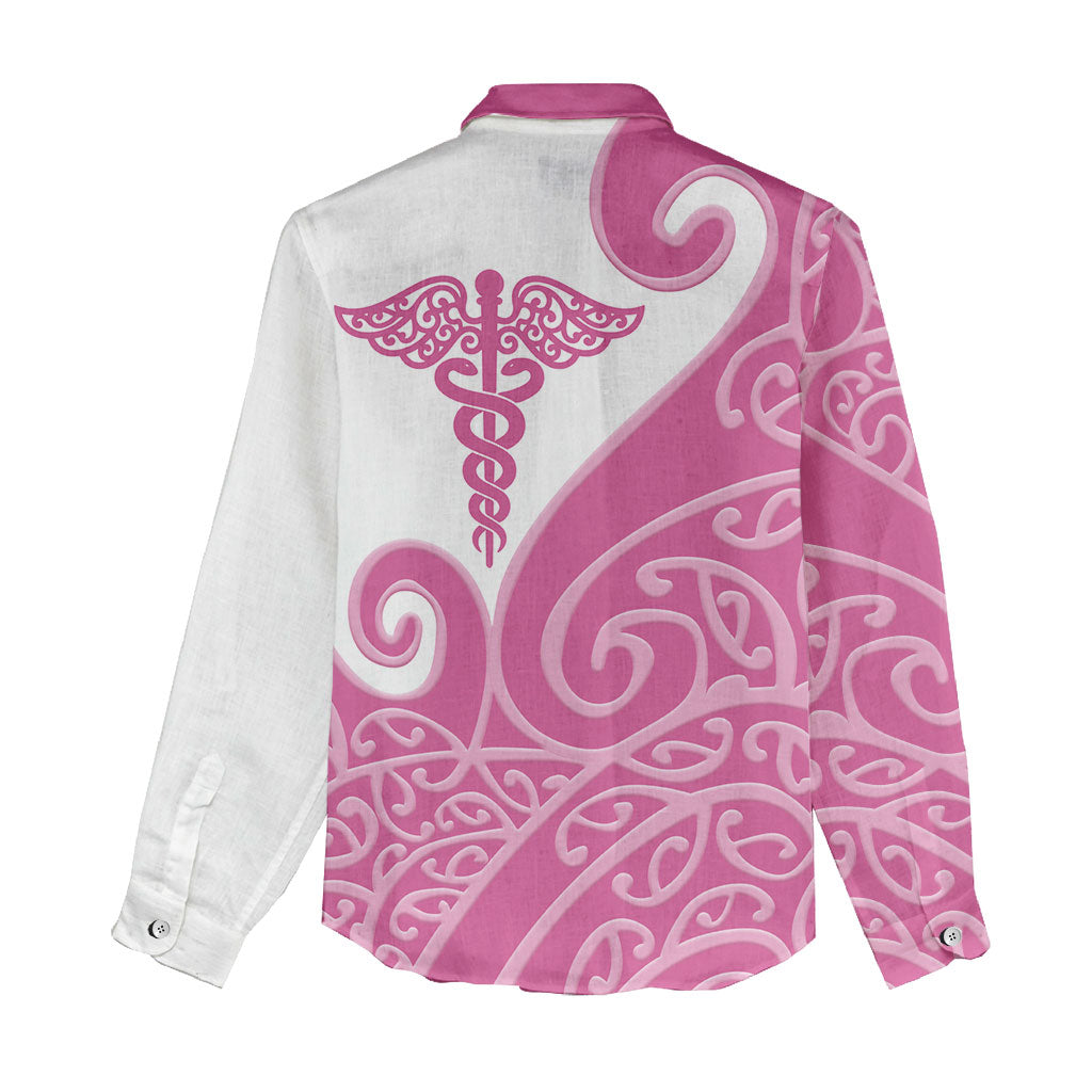 Personalised New Zealand Nurse Women Casual Shirt Maori Koru Pink Version LT05 - Polynesian Pride