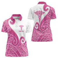 Personalised New Zealand Nurse Women Polo Shirt Maori Koru Pink Version LT05 - Polynesian Pride