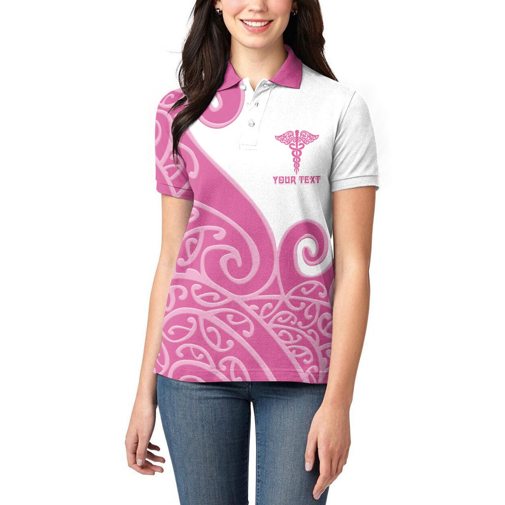 Personalised New Zealand Nurse Women Polo Shirt Maori Koru Pink Version LT05 - Polynesian Pride