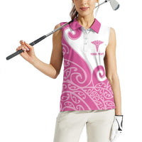 Personalised New Zealand Nurse Women Sleeveless Polo Shirt Maori Koru Pink Version LT05 - Polynesian Pride