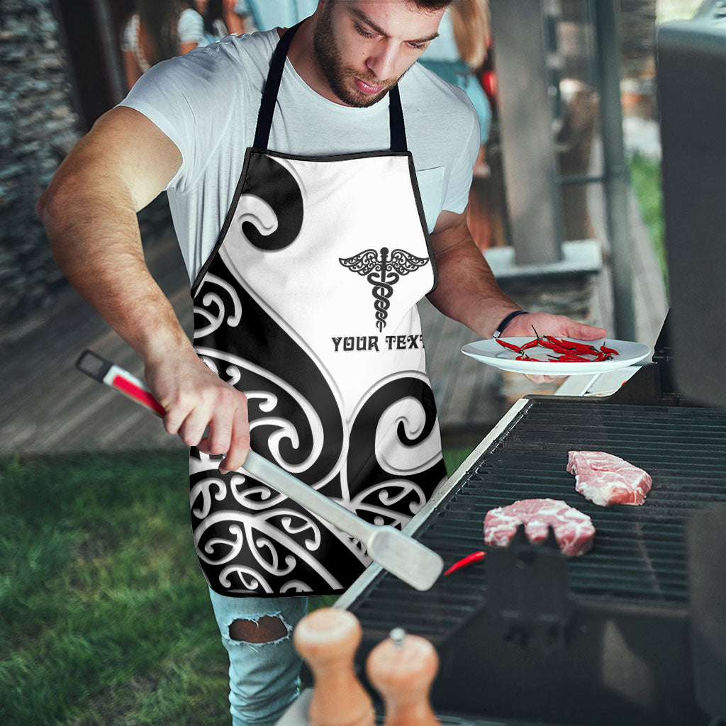 Personalised New Zealand Nurse Apron Maori Koru Black Version