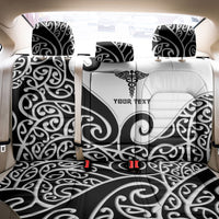 Personalised New Zealand Nurse Back Car Seat Cover Maori Koru Black Version