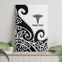 Personalised New Zealand Nurse Canvas Wall Art Maori Koru Black Version