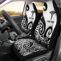 Personalised New Zealand Nurse Car Seat Cover Maori Koru Black Version