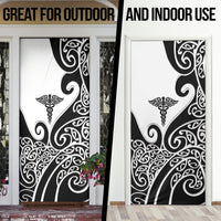 New Zealand Nurse Door Cover Maori Koru Black Version