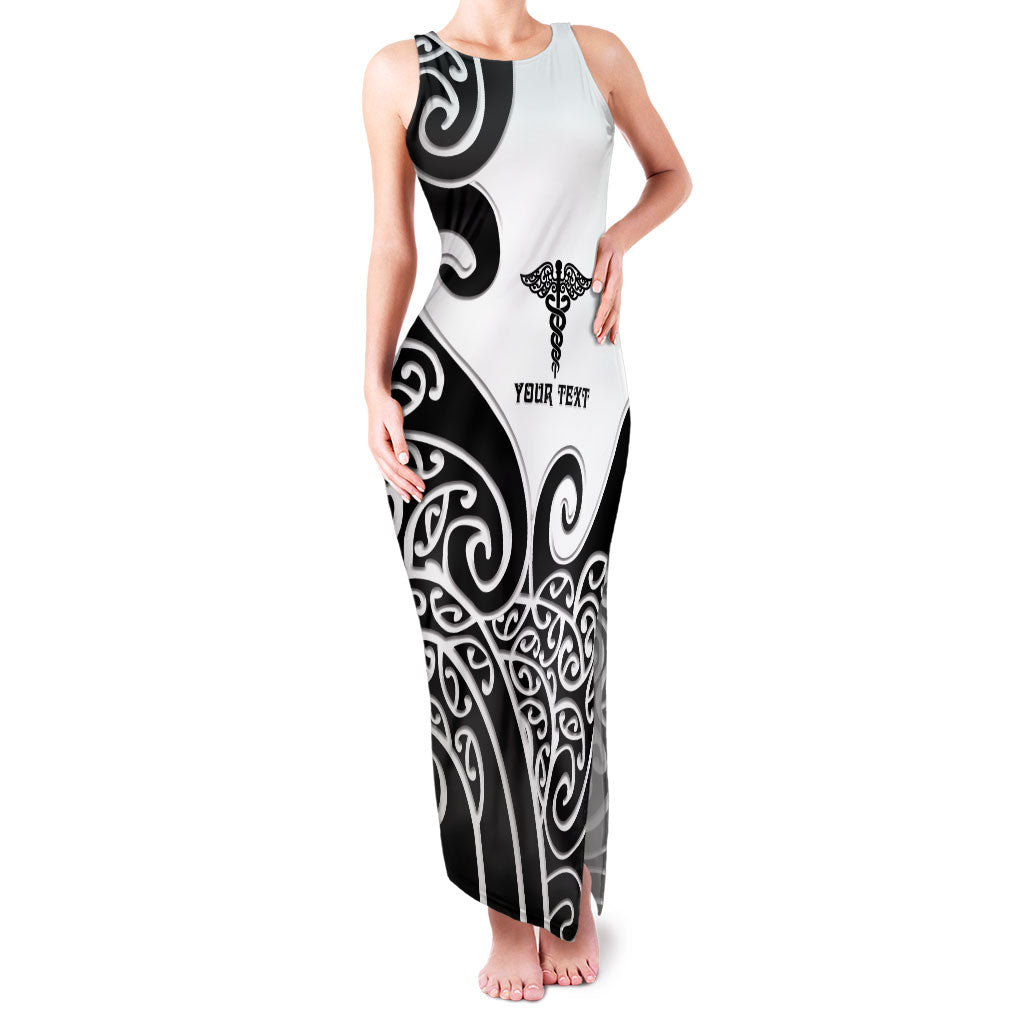 Personalised New Zealand Nurse Family Matching Tank Maxi Dress and Hawaiian Shirt Maori Koru Black Version LT05 Mom's Dress Black - Polynesian Pride