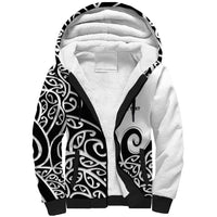Personalised New Zealand Nurse Sherpa Hoodie Maori Koru Black Version